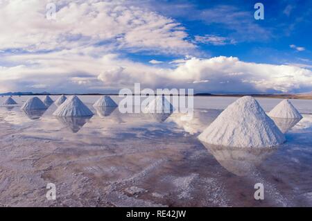 Salz-Kegel, Salar de Uyuni, Potosi, Bolivien, Südamerika Stockfoto