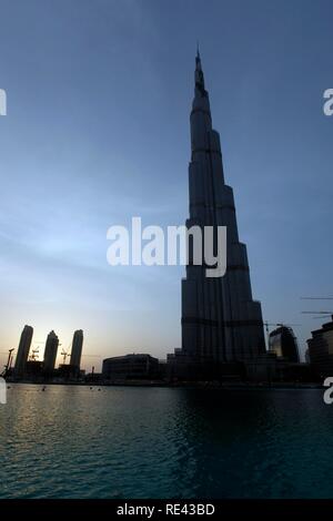 Burj Dubai, dem höchsten Gebäude der Welt, Teil der Innenstadt von Dubai, Vereinigte Arabische Emirate, Naher Osten Stockfoto