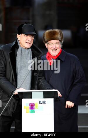 Die Geschäftsführer der Ruhr 2010 Projekt, Fritz Pleitgen, Links, und Oliver Scheytt, Generalprobe der Kick-off-Veranstaltung für die Stockfoto