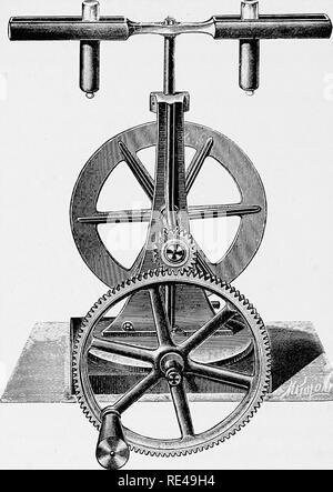 . Handbuch der Bakteriologie für Praktiker und Studenten, mit besonderer Bezugnahme auf praktische Methoden. Die Bakteriologie. 32 BAKTERIOLOGIE eine Zentrifuge oder Zentrifuge, mit der Hand angetrieben werden. Diese Vorrichtung trägt einen Metallrahmen oder eine Disc mit mehreren Öffnungen in die Metallgehäuse für den Empfang von Glasröhrchen. Die Flüssigkeit geprüft werden, gegossen. Abb. 20.- Stesbeok der Zentrifuge (nach Jakscli). In die kleine Röhren, die an ihrem unteren Ende mit einem kleinen Behälter Kommunikation mit Ihnen durch eine konische Verengung vorgesehen sind, und in denen der Niederschlag sammelt wh Stockfoto