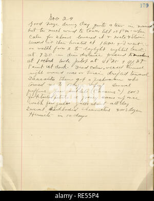 . Rollo Beck Galapagos expedition Journal, 1905-1906 (inklusive). Wissenschaftliche Expeditionen - Südamerika. . Bitte beachten Sie, dass diese Bilder sind von der gescannten Seite Bilder, die digital für die Lesbarkeit verbessert haben mögen - Färbung und Aussehen dieser Abbildungen können nicht perfekt dem Original ähneln. extrahiert. Beck, Rollo Howard. Stockfoto