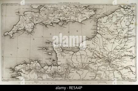 Napoleonischen Karte. Im Englischen Kanal. Atlas de l'Histoire du Consulat et de l'Empire. Geschichte des Konsulats und des Empire von Frankreich unter Napoleon von Marie Joseph Louis Adolphe Thiers (1797-1877). Zeichnungen von Dufour, Stiche von Dyonnet. In Paris, 1864 bearbeitet werden. Stockfoto