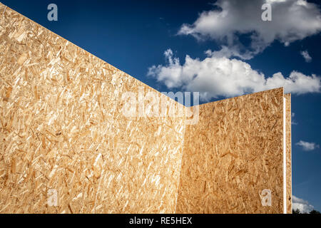 Bau eines Holzhauses von SIP-panels. Stockfoto