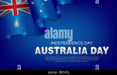 Gerne Australien Tag Schrift, Kalligraphie. Karte von Australien mit Flagge. Auf weissem Hintergrund. Vector Illustration EPS 10. Stockfoto