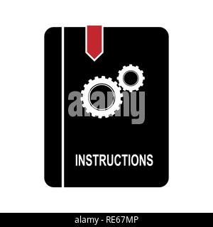 Flache einfache Arbeitsmappe Symbol mit einem roten Lesezeichen und Aufschrift Anweisung Stock Vektor