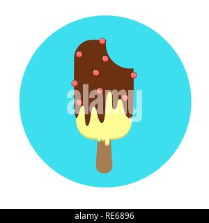 Eisbecher mit Puderzucker und Süßwaren Dressing auf einem Stick Stock Vektor