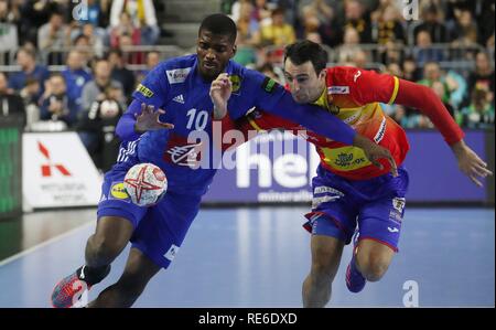 Köln, Deutschland. 19 Jan, 2019. firo: 19.01.2019, Handball: Wm Wm-Hauptrunde Frankreich - Spanien. Dika Mem | Verwendung der weltweiten Kredit: dpa/Alamy leben Nachrichten Stockfoto