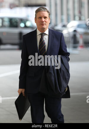 London, Großbritannien, 20. Januar 2019. Sir Keir Starmer Shadow Brexit Secretary in den BBC Studios in London gesehen Stockfoto