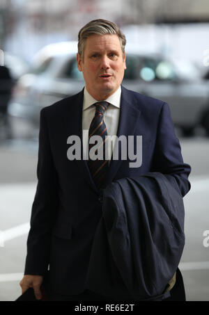 London, Großbritannien, 20. Januar 2019. Sir Keir Starmer Shadow Brexit Secretary in den BBC Studios in London gesehen Stockfoto