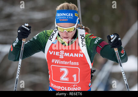 Ruhpolding, Deutschland. Jan, 2019 19. Biathlon: Wm, 4x6 km Frauen Relais in der Chiemgau Arena. Vanessa Hinz aus Deutschland auf der Route. Credit: Sven Hoppe/dpa/Alamy leben Nachrichten Stockfoto