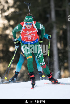 Ruhpolding, Deutschland. Jan, 2019 19. Biathlon: Wm, 4x6 km Frauen Relais in der Chiemgau Arena. Dorothea Wierer aus Italien auf der Spur. Credit: Sven Hoppe/dpa/Alamy leben Nachrichten Stockfoto
