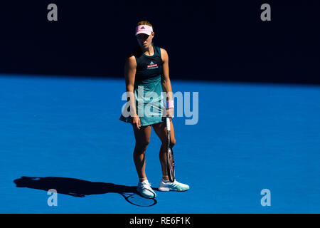 Melbourne, Australien. Jan, 2019 20. Tennis: Grand Slam, Australien öffnen. Angelique Kerber aus Deutschland ist auf Gericht während ihrer Niederlage in der Runde der letzten 16 gegen Danielle Collins aus den USA. Credit: Frank Molter/dpa/Alamy leben Nachrichten Stockfoto