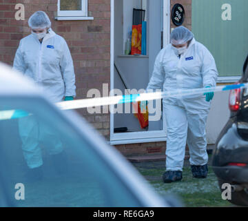 Essex, UK. 20. Januar 2019 Essex Polizei ermittelt gegen einen angeblichen Erstechen an einem Haus in Doddinghurst Brentwood Essex. Ein 20 Jahre alter Mann hat wegen des Verdachts der GBH Credit Ian Davidson/Alamy Leben Nachrichten verhaftet worden Stockfoto