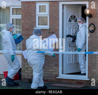 Essex, UK. 20. Januar 2019 Essex Polizei ermittelt gegen einen angeblichen Erstechen an einem Haus in Doddinghurst Brentwood Essex. Ein 20 Jahre alter Mann hat wegen des Verdachts der GBH Credit Ian Davidson/Alamy Leben Nachrichten verhaftet worden Stockfoto