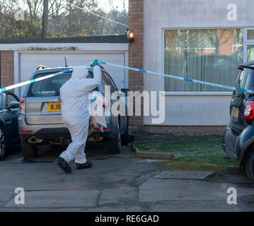 Essex, UK. 20. Januar 2019 Essex Polizei ermittelt gegen einen angeblichen Erstechen an einem Haus in Doddinghurst Brentwood Essex. Ein 20 Jahre alter Mann hat wegen des Verdachts der GBH Credit Ian Davidson/Alamy Leben Nachrichten verhaftet worden Stockfoto