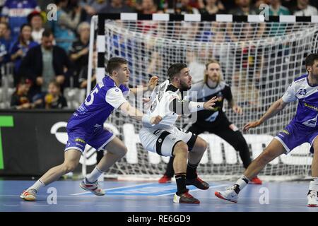 Köln, Deutschland. 19 Jan, 2019. firo: 19.01.2019, Handball: Wm Wm-Hauptrunde Deutschland - Island. Jannik Kohlbacher | Verwendung der weltweiten Kredit: dpa/Alamy leben Nachrichten Stockfoto