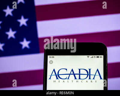 Kiew, Ukraine. Jan, 2019 20. Acadia Healthcare logo gesehen auf einem Smartphone angezeigt. Quelle: Igor Golovniov/SOPA Images/ZUMA Draht/Alamy leben Nachrichten Stockfoto