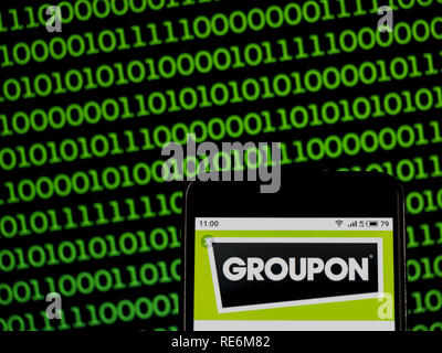 Kiew, Ukraine. Jan, 2019 20. Groupon Firmenlogo gesehen auf einem Smartphone angezeigt. Quelle: Igor Golovniov/SOPA Images/ZUMA Draht/Alamy leben Nachrichten Stockfoto