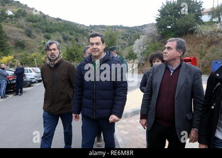 Malaga, Spanien. Jan, 2019 20. 19 enero 2019 El Presidente de la Junta de Andalucia visita las operaciones de Rescate de Julen en Totalan (Malaga) Blick auf die Bohrmaschine an der Stelle, wo ein 2-jähriger Junge sagte in einer Welle mehr als 100 Meter tief gefallen zu sein während des Spielens. In Totalan, am Sonntag, dem 20. Januar, 2019. Credit: CORDON Cordon Drücken Sie die Taste/Alamy leben Nachrichten Stockfoto