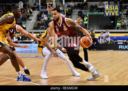 Turin, Italien. Jan, 2019 20. Austin Daye (Reyer Umana Venezia) während der lega BASKET SERIE A 2018/19 basketball Match zwischen FIAT AUXILIUM vs REYER UMANA VENEZIA TORINO PalaVela am 20 Januar, 2019 in Turin, Italien. Quelle: FABIO UDINE/Alamy leben Nachrichten Stockfoto