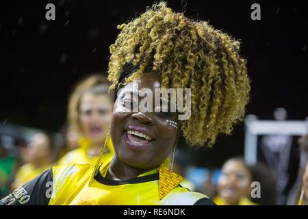 Sao Paulo, Brasilien. Jan, 2019 20. Mitglieder des Samba Schule an der Generalprobe für die bevorstehende Sao Paulo Karneval 2019 nehmen, am Anhembi Sambadrome. Die Paraden findet am 1. und 2. März. Credit: Paulo Lopes/ZUMA Draht/Alamy leben Nachrichten Stockfoto