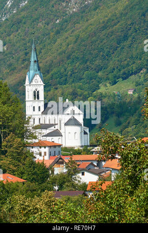 Dreznica Kirche des Heiligen Herzens, Kobarid, Primorska, Slowenien Stockfoto