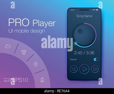 UX audio player Vorlagen. Lieferbar Vector EPS 10. Stock Vektor