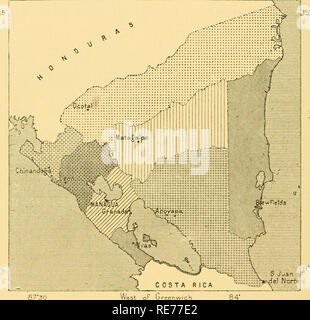 . Die Erde und ihre Bewohner... Geographie. 292 Mexiko, CENTEAL AMEEICA, West Indies. Wird eine Tiefe von 29 oder 30 Fuß haben, und eine minimale Breite von 80 Fuß auf seinem Bett, mit gleisanschluss an der engsten Teile. Oberhalb der oberen Verriegelung, die sich durch einen Damm von der Mündung des San Carlos getrennt werden, die Schiffe in den See und die ihn schräg Fahren auf einen zweiten Kanal, wo Sie in den Pazifik Abstieg durch einen künstlichen See und dem Rio Grande. Aber den Nicaragua See selbst werden sich in der süd-östlichen Abschnitt vertieft werden, wo sein Bett durch die allu angehoben wurde. Stockfoto