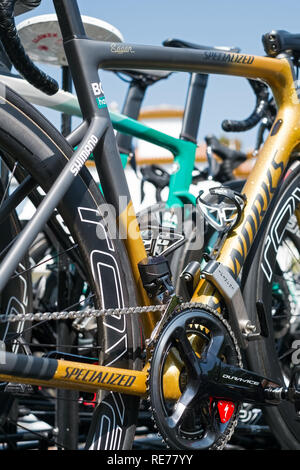 Marbella, Spanien - August 26., 2018. Peter Sagan von Bora Hansgrohe Cycling Team Ersatzteile Fahrrad, vor dem Start der zweiten Runde der La Vuelta 2018 Stockfoto