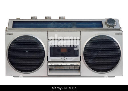 Vintage stereo auf isolierte Weiß mit Freistellungspfaden. Stockfoto