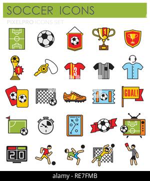 Fußball Überblick Symbole auf dem weißen Hintergrund für Grafik- und Webdesign, modernen einfachen Vektor unterzeichnen. Internet Konzept. Trendy Symbol für Web site Design web-Taste oder mobile App. Stock Vektor