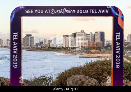 Eurovision Song Contest 2019 Blickpunkt in Tel Aviv Stockfoto