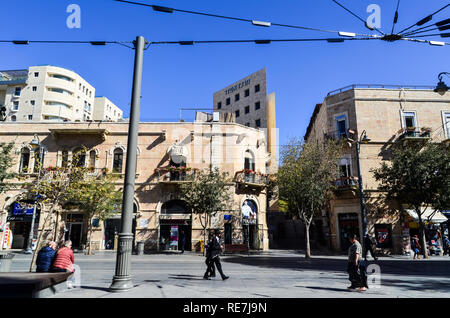 Jaffa Street, im Stadtzentrum von Jerusalem Stockfoto