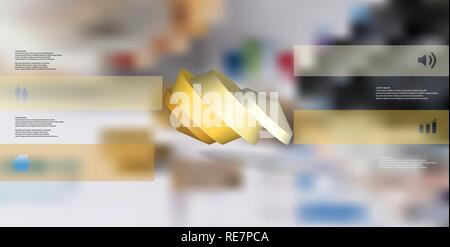 3D-Illustration Infografik Vorlage. Die runde Octagon ist in vier Teile gegliedert. Objekt ist schief auf verschwommenes Foto Hintergrund angeordnet. Farbe ba Stock Vektor