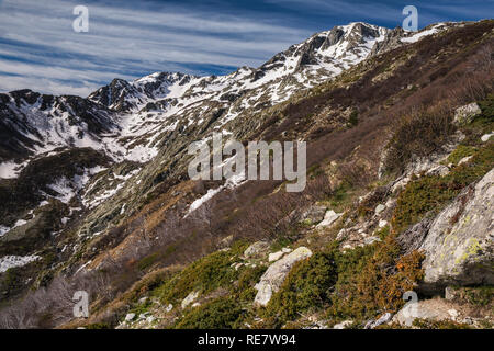 Monte Renoso, Blick vom Wanderweg GR 20 in der Nähe der Hütte Capannelle, Corse-du-Sud, Korsika, Frankreich Stockfoto