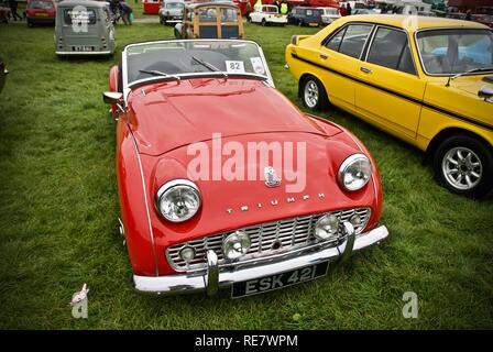 Ein 1959 Triumph TR 3 Sport Auto am Anglesey Oldtimer Rallye, Anglesey, North Wales, UK, Mai 2015 Stockfoto