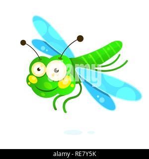 Libelle mit bunten Flügeln Schöne, isoliert auf weißem, Vector Illustration, Eps-10 Stock Vektor