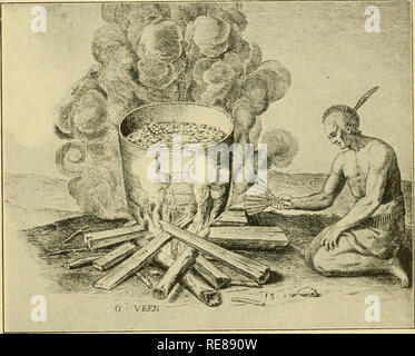 . Mais Buch für junge Leute. Mais. Beginn DER MAISERNTE II im Jahr 1585 von Sir Walter Raleigh versuchte, die erste englische Siedlung in Amerika. Diese Kolonie begann Kabine Wohnungen auf Roanoke Island, North Carolina. Unter der verwegene Männer, die mit dieser col kam-Ony waren Thomas Hariot, ein Schriftsteller, und John White,. Abb. 5. Indische Küche Mais. (Nach John White) ein Künstler. Hariot schrieb, in dem, was jetzt an uns queer Rechtschreibung scheint, den ersten Artikel überhaupt über indischen Mais geschrieben. Er beschreibt also die neue Anlage: Pagatour, eine Art von graine so von den Indianern genannt; die Gleichen in den Westindischen Inseln wird als Mays Stockfoto