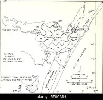 . Kooperative Golf von Mexiko Mündungs- bestand und Studie, Texas: Bereich Beschreibung / Richard A. Diener. Ästuare Texas. Abb.^e 18. - Bodensediment Typen im Corpus Christi Bay Studie. (Nach Daten von Stevens 1959 veröffentlicht geändert.) 30. Bitte beachten Sie, dass diese Bilder sind von der gescannten Seite Bilder, die digital für die Lesbarkeit verbessert haben mögen - Färbung und Aussehen dieser Abbildungen können nicht perfekt dem Original ähneln. extrahiert. Diener, Richard ein; in den Vereinigten Staaten. National Marine Fischerei Service. Seattle, WA: US Abt. für Handel, National Oceanic und An Stockfoto