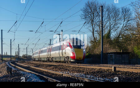 Klasse 800 103 Köpfe Norden nach York von London Kings Cross auf einem Test/training laufen wie es geht Super Paxton am 17. Januar 2019 Stockfoto