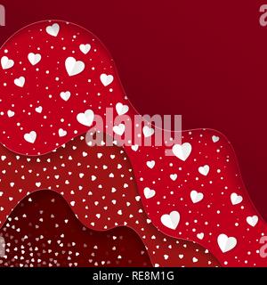 Happy Valentines Tag Grußkarte. Rote Schichten mit unterschiedlichen dekorative Elemente. Romantische Jäten Design. Hintergrund mit Ornamenten und Herzen. Vect Stock Vektor