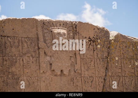 Tor der Sonne Kalasasaya Tempel. Tiwuanaku archäologische Stätte in Bolivien. La Paz Stockfoto