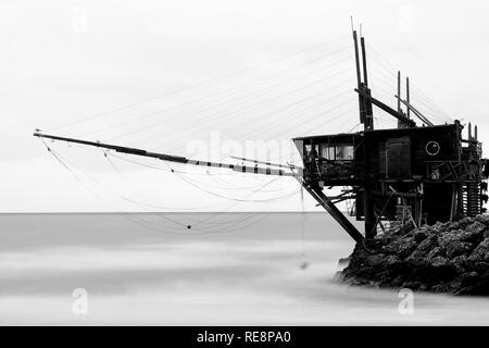 Trabucco - Angeln Maschinen auf Stapel Stockfoto