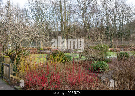 Hoffe Park in Keswick Stadtzentrum an einem eisigen Wintertag, Keswick, Cumbria, England Stockfoto