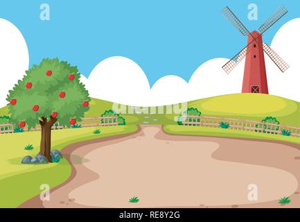 Ein Flachbild Natur Landschaft illustration Stock Vektor