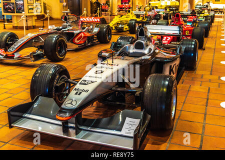 FONTVIEILLE, MONACO - Jun 2017: Silber MCLAREN MP4-19F1 2004 in Monaco Top Cars Collection Museum. Stockfoto