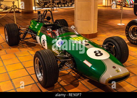 FONTVIEILLE, MONACO - JUNI 2017: Green Lotus 25 F1 1962 Formel 1 in Monaco Top Cars Collection Museum. Stockfoto