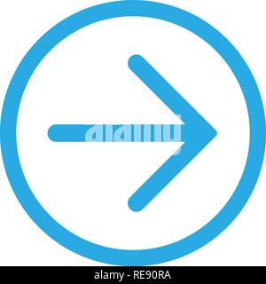 Blau rechts (nächster) Pfeil im blauen Kreis. Symbol für Tasten auf Ihrer Web site Seiten. Vector Abbildung, EPS 10. Stock Vektor