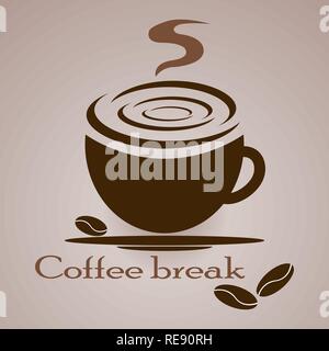 Umrisse Tasse heißen, aromatischen Kaffee. Vector Illustration, EPS 10. Stock Vektor