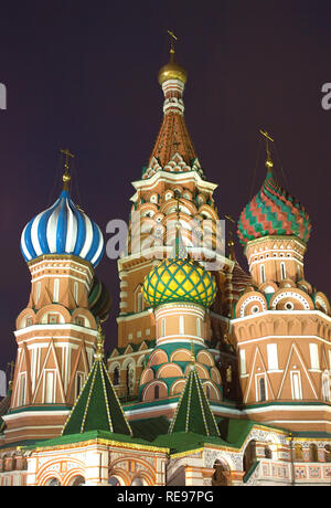 Basilius-kathedrale auf dem Roten Platz in Moskau Russland Nacht anzeigen Stockfoto